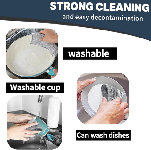 Multipurpose Wire Dishwashing Rags for Wet and Dry,New Upgrade Powerful Cleaning Multifunctional Double Layer Non Scratch Wire Dishcloth Wire Dish...