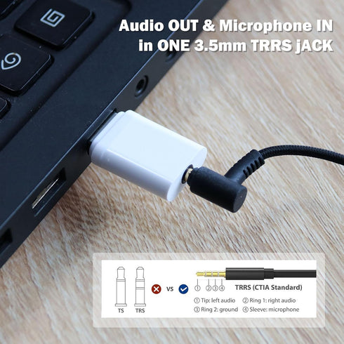 USB to 3.5mm Audio Jack Adapter, with TRRS 4-Pole Mic-Supported USB to Headphone AUX Adapter Compatible with Headset Windows, Desktops, Laptop, MA...