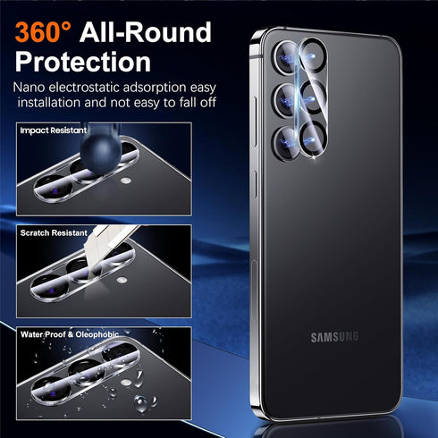 UniqueMe for Samsung Galaxy S24 Plus Screen Protector, Case Friendly HD Clear Anti-Scratch 9H Tempered Glass for S24 Plus 2 Pack + Camera Lens Pro...