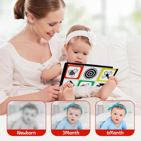 Dr.Rapeti Tummy Time Floor Mirror for Baby Infant Toddler Kids Black and White High Contrast baby toy with Teethers Floor Activity Toy Washable No...