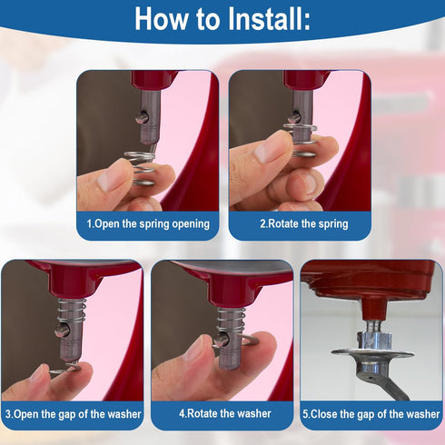 4pcs Stand Mixer Spring and 4pcs Washer Compatible with Stand Mixer, Stainless Steel Stand Mixer Accessories Parts Replacement Kit, Easy to Instal...