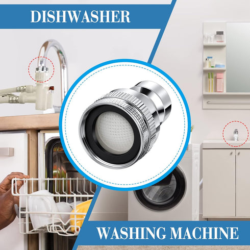 Dreyoo 2 Pcs Dishwasher Faucet Adapter, Dishwasher Snap Adapter Connection 15/16-27Male or 55/64-27Famale Chrome (With Filter)...