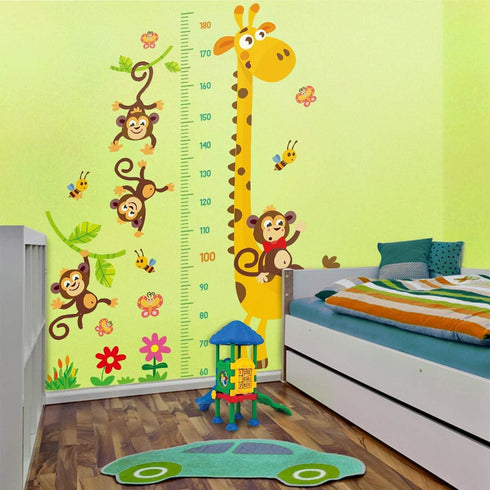 DEKOSH Giraffe & Monkeys Kids Height Wall Chart | Peel & Stick Nursery Wall Decals for Baby Bedroom, Toddler Playroom...