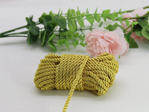 U Pick 10yds 5mm Decorative Twisted Satin Polyester Twine Cord Rope String Thread Shiny Cord Choker Thread (07:Yellow)...