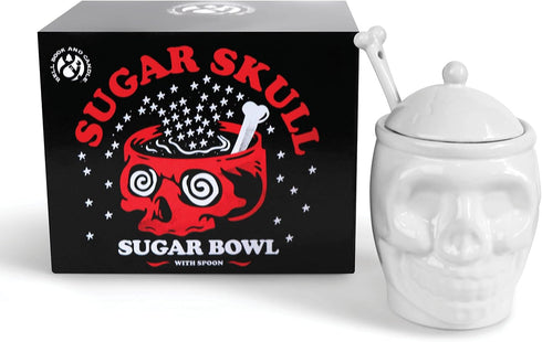 BELL BOOK AND CANDLE Sugar Skull Sugar Bowl With Bone Spoon - 12 Oz - Spooky Valentines Day Gifts, Goth Valentines Day Decor -Witchy Gifts, Goth G...