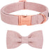 ARING PET Bowtie Dog Collar-Cotton Pink Dog Collar with Bow, Fancy Wedding Girl Dog Collars Pet Collars Gifts with Metal Buckle...