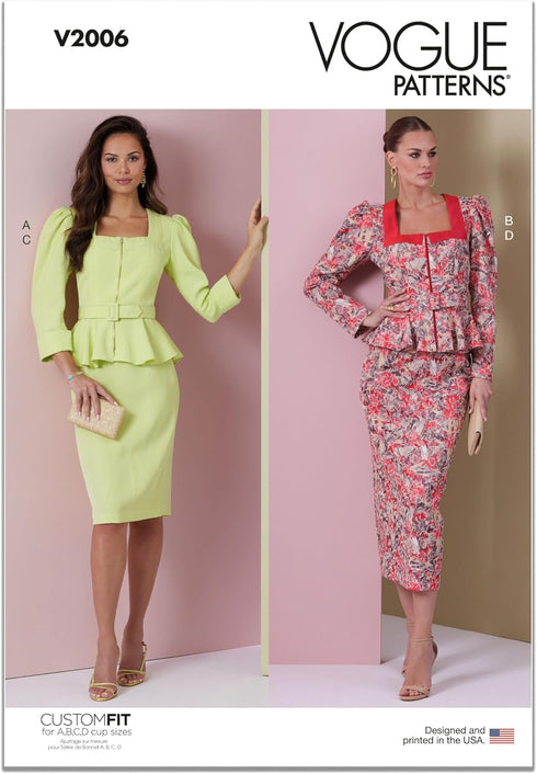 Vogue Misses' Two-Piece Dress Sewing Pattern Packet, Design Code V2006, Sizes 18-20-22-24-26, Multicolor...