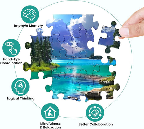 500 Pieces Puzzles for Adult Jigsaw Puzzle 500 Piece Puzzle Children Elderly Puzzle Mountain Forest Lake Puzzle Gift for Mom Dad Family Friend Fam...