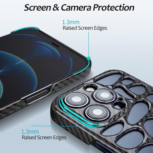 for iPhone 14 Pro Case,Glass Carbon Fiber for iPhone 14 Pro Case 6.1",Phone Case Light Slim 3D Stereo Heat Dissipation for 14 Pro Case,Support Wir...