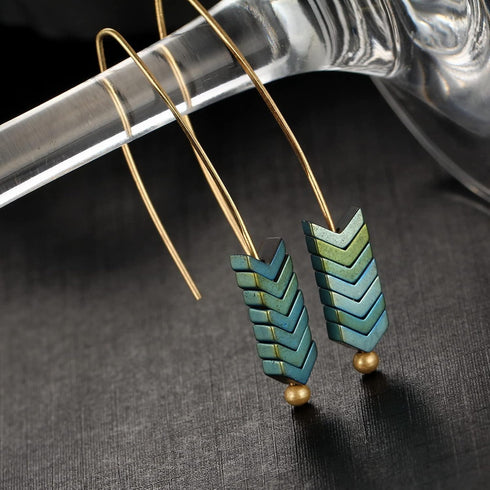 MengPa Boho Drop Earrings for Women Trendy Bohemian Dangle Earring Set Unique Arrow Fashion Jewelry Gold&Silver&Green 4577ABC...