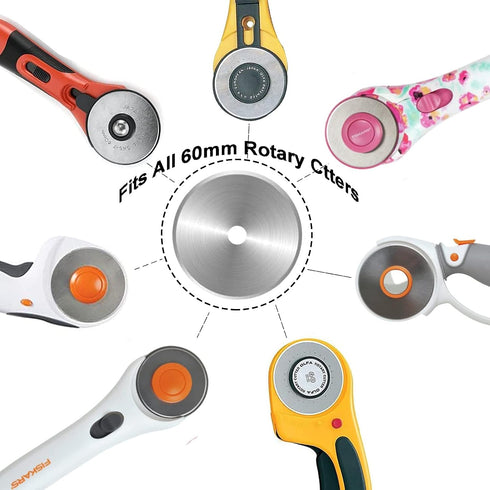 Rotary Cutter Blades, 60mm Replacement Blades 10Pack,Fits Fiskars,OLFA,Martelli,Dremel,Truecut,DAFA,Fabric Cutting Blades Refill for Quilting Scra...