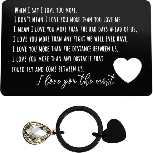 Xiahuyu Engraved Wallet Card Insert for Boyfriend Fiance Husband Christmas Birthday Gift Wedding Anniversary Card Gift Valentines Day Gifts I Love...