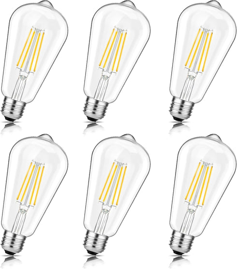 Svater Vintage LED Edison Bulbs, 6W Equivalent 60W, High Brightness Neutral White 4000K, ST58 Antique LED Filament Bulbs with 85+ CRI, E26 Medium ...