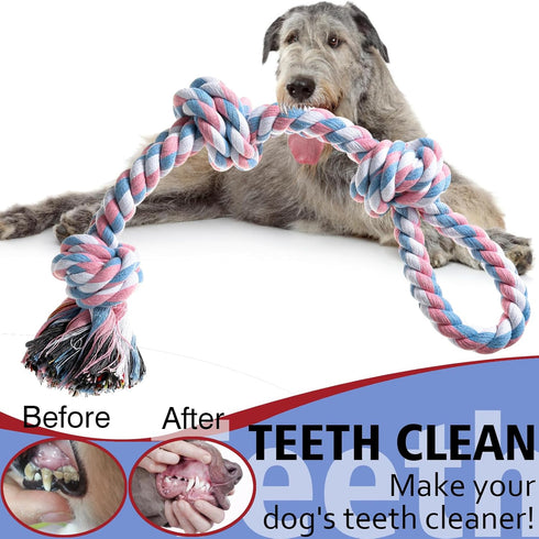 Dog Rope Toys Indestructible Dog Toys, Dog Chew Toys for Aggressive Chewers, Tough Puppy Teething Chew Toys for Boredom, Dental Cleaning Tug of Wa...