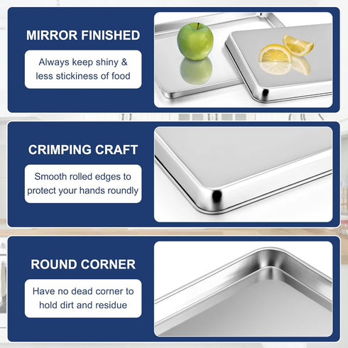 P&P CHEF 16 Inch Baking Cookie Sheet, Oven Pan Tray Stainless Steel Sheet Pan for Kitchen, Oven Bakeware for Multi Uses, Shiny Look & Dishwasher S...