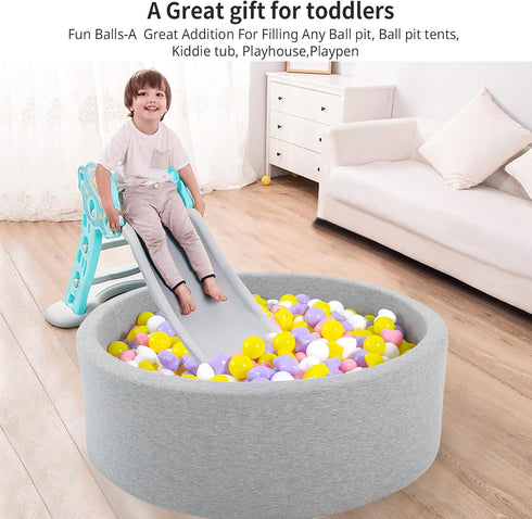 Ball Pit Balls Stars for Toddlers- 100 Pack 3 Shapes Balls Stars and Hearts for Ball Pit Playroom Playpen, Non-Toxic Plastic Toy Balls Shower Part...