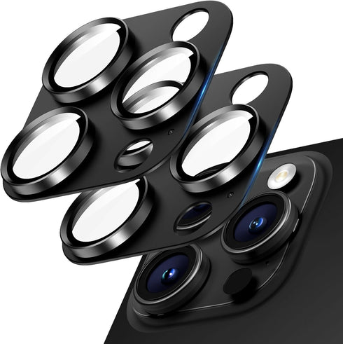 2 Pack Camera Lens Protector for iPhone 15 Pro Max/iPhone 15 Pro/iPhone 14 Pro Max/iPhone 14 Pro, Aluminum Alloy Sapphire Glass Camera Cover Scree...