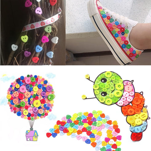 Honbay 100PCS Resin Love Heart Buttons 2 Holes Buttons Plastic Heart Shaped Sewing Buttons Decorative Buttons for Skirts, Gloves, Sweaters, Shirts...