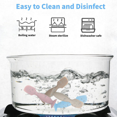 4 Pack Mini Baby Diaper Cream Spatula Applicator, Soft Silicone Baby Butt Paste Spatula Diaper Cream Brush with Suction Cup Base (Brown, Blue, Pin...