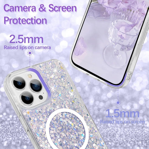 ZIYE Designed for iPhone 15 Pro Case Magnetic Glitter-6.1 Inch Bling Cases for Women Girls Sparkle Luxury Shiny Cute Compatible with MagSafe Soft ...