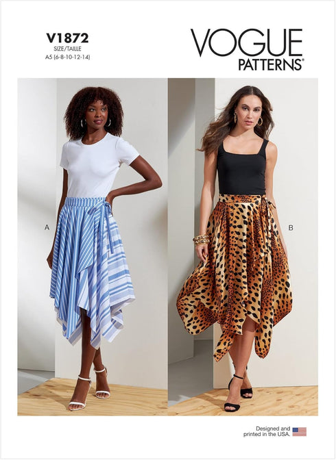 Vogue Misses' Loose-Fitting Asymmetric Skirt Sewing Pattern Kit, Code V1872, Sizes 6-8-10-12-14, Multicolor...