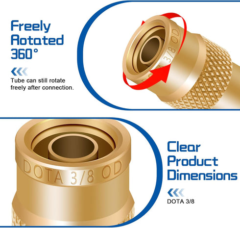 Boltigen 3/8" Brass DOT Air Brake Line Fitting, 4PCS Quick Push-to-Connect Fittings, 3/8"DOT Push In Union Connector, Air Line Fitting Replacement...