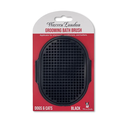 Warren London Grooming Bath Brush for Dogs and Cats | Applicator for Dog Shampoo, Hydrating Butter, or Pet Leave In Conditioner | Black...