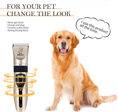 MAIRAN Dogs Pet Shaver Low Noise USB Charging Cordless Dog Grooming Kit Electric Pet Hair Trimmer Pet Hair Trimmer Large Medium and Small Dog and ...