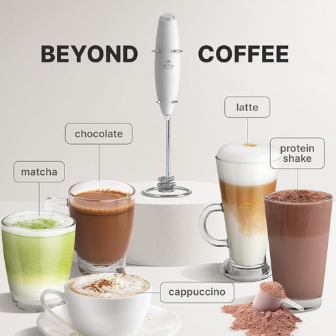 Zulay Kitchen Tornado Whisk Milk Frother Handheld - Coffee Frother Wand With Stand - Triple Whisk Hand Held Drink Mixer - Electric Stirrer Frothin...