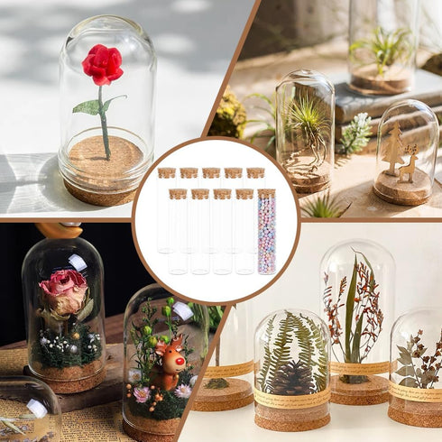 BENECREAT 10 Pack 60ml Glass Test Tube with Cork Stopper Clear Flat Mini Glass Bottles Jars for Wedding Party Favors, Candy, Spices, Beads, Mother...