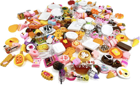 200pcs Miniature Landscape Food Drinks Bottle Mini Toys Doll House Kitchen Play Resin Dollhouse Accessories for Adults Teenagers Cooking Game Hamb...