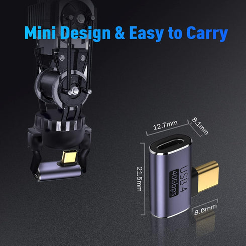 V VCOM USB C 90 Degree Adapter (2 Pack), 40Gbps Data Transfer USB Type C Male to Female Right Angle Extender for Steam Deck,Switch,Thunderbolt4, L...