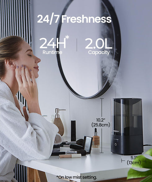 Humidifiers for Bedroom, Cool Mist Humidifier for Home Plant and Baby Nursery, Quiet Ultrasonic Humidifier with 360° Nozzle, Auto Shut-Off, Filter...