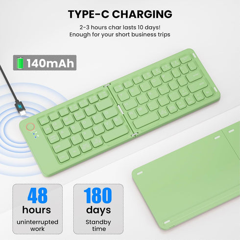 Mini Foldable Bluetooth Keyboard - Portable Wireless Full Size Keyboard (Sync Up to 3 Devices), Ultra-Slim Aluminum Travel Folding Keyboard for iP...