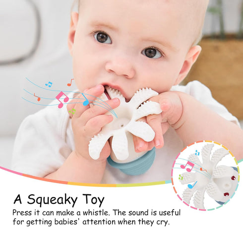 Baby Teether Teething Toys for Babies 3-12 Months, Fun Baby Teething Toys for Infant 12-18 Months, Mombella Octopus Teethers 6 Month Old, Silicone...