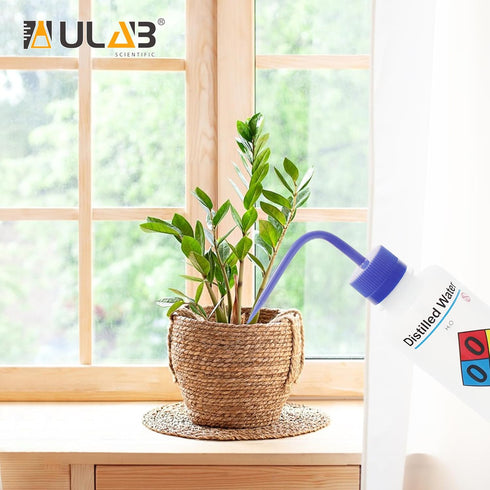 ULAB Scientific Wash Bottle Set, 1 of Each for Self-Venting Safety Wash Bottles of Distilled Water and Ethyl Alcohol, Vol.500ml, LDPE Material, 1p...