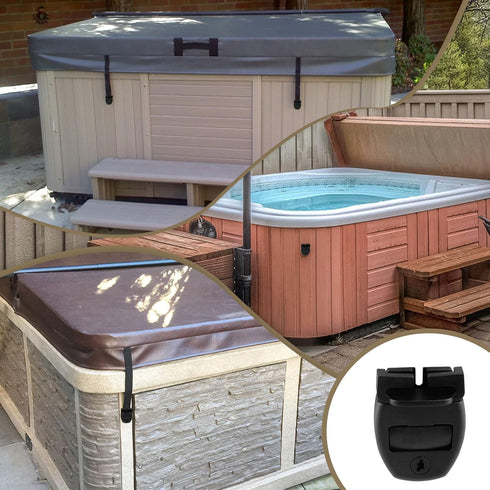 4 Sets Spa Tub Cover Clip Replacement Kit, Spa Hot Tub Cover Clip Lock Kit Replace Broken Latches Repair Kit for Spa Cover Straps with Keys & Hard...