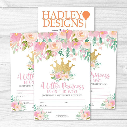 Hadley Designs 25 Princess Baby Shower Invitation For Girl Baby Shower Invitations - Girl Princess Theme Baby Shower Invitations, Baby Sprinkle In...