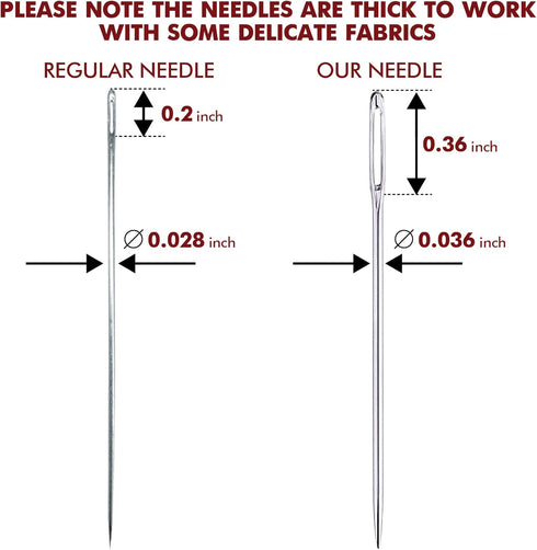 Large Eye Sharp Stitching Needles for Needlework 1.75-2.5 inches - 28 Embroidery Needles for Hand Sewing Variety Sizes in a Handy Storage Tube...
