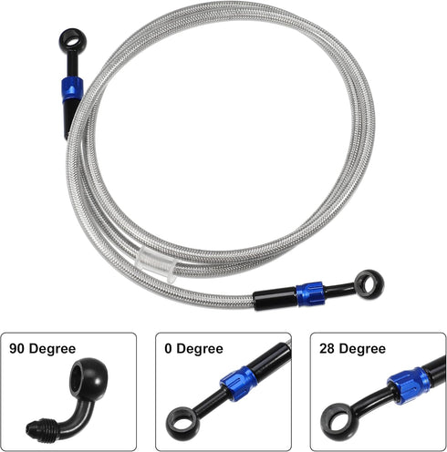 X AUTOHAUX Brake Hose AN3 28 90 Degree M10 Motorcycle Hydraulic Brake Line Oil Hose Pipe Fitting for ATV Motorcycle Motocross Racing Bike 130cm Si...