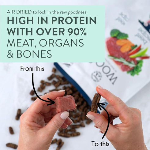 Woof - Air Dried Dog Food, Dog Food Toppers for Dry Food, High Protein, Natural Dog Food, Limited Ingredient Recipe Dry Dog Food, Wild Venison, 3....