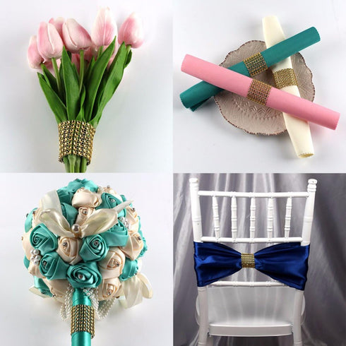 100 PCS Napkin Rings Sparkly Adornment for Wedding/Shower/Party - Golden Napkins wrap (Gold)...
