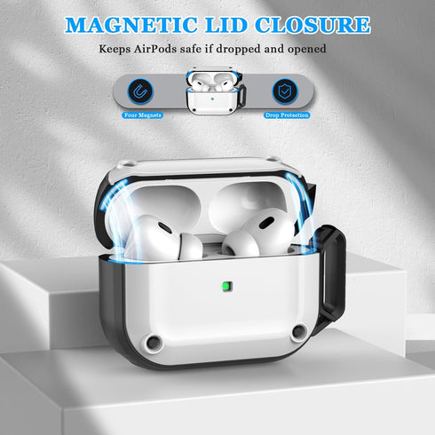 AirPods Pro 2nd Generation Case Cover with Cleaner Kit,Powerful Drop Protection, Magnetic Lid, for AirPod Gen 2 Charging Case 2023/2022/2019,White...