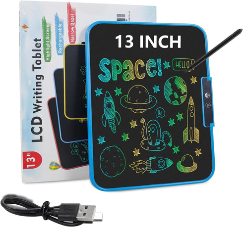 LCD Writing Tablet for Kids 13 Inch,Rechargeable Colorful Drawing Writing Board,Reusable Doodle Pad Electronic Drawing Tablet,Educational and Lear...