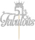 Silver Glitter 51 & Fabulous Cake Topper - 51st Birthday Cake Decorating - Happy 51st Anniversary/Birthday Party Decoration Supplies...