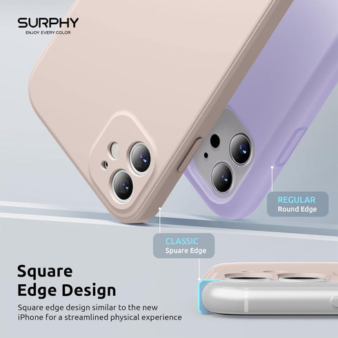 SURPHY Square Design for iPhone 11 Case with Camera Protection, Straight Edge Slim Design, Liquid Silicone Phone Case for iPhone 11 6.1 inches, Li...