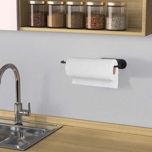VAEHOLD Self Adhesive Paper Towel Holder Under Cabinet Mount, Wall Mounted Paper Towel Roll Holder for Kitchen, Bathroom, Wall - SUS304 Stainless ...