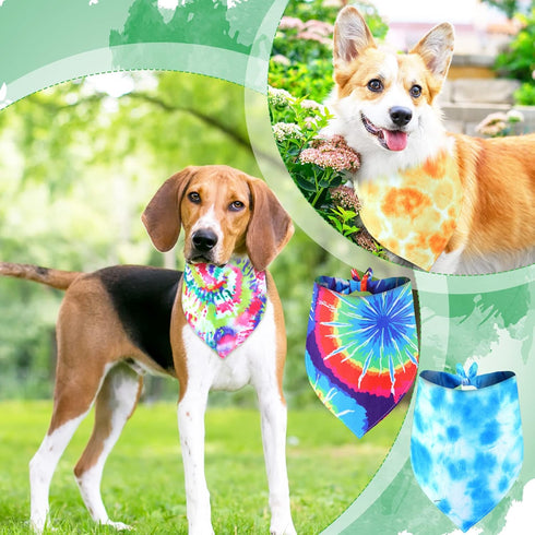 30 Pcs Tie Dye Dog Bandanas Bulk for Dogs Spring Dog Bandana Rainbow Spiral Cat Dog Scarf Colorful Washable Triangle Pet Kerchief Cute Dog Bib for...
