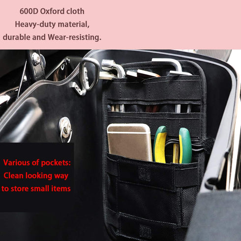 AUFER Motorcycle Internal Saddlebags Lid Organizer Bags Hard Bags Saddle Bag Small Tools Storage Pouch Compatible With For VRSC Softail Touring Sp...
