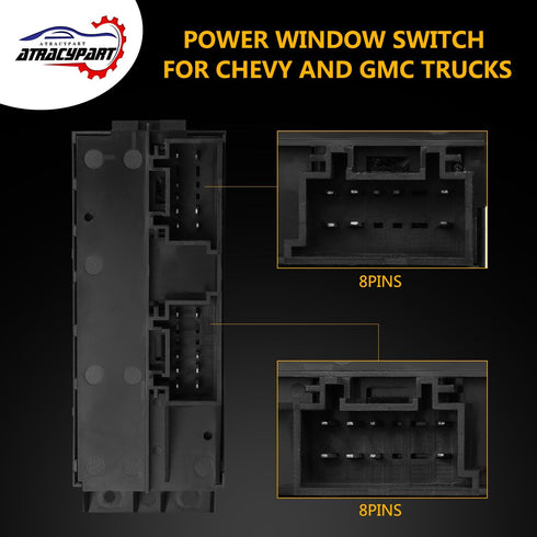 Driver Side Master Power Window Switch Gray | for 1999 2000 2001 2002 Chevy Silverado GMC Sierra 1500, 2500, 2500 HD, 3500 2-Doors Pickup Truck | ...